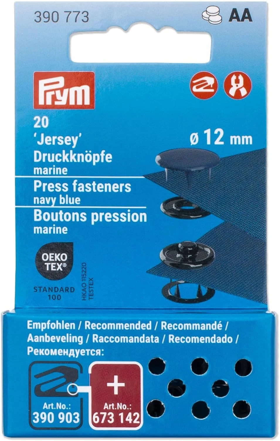 دکمه فشاری لباس بافتنی پریم مدل 390773، سایز 12 میلی‌متر، سرمه‌ای، سازگار با ابزار Vario Creative