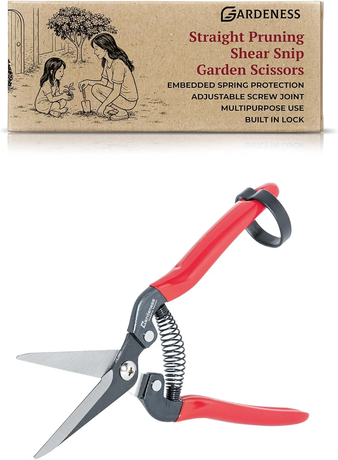 قیچی باغبانی مستقیم Gardeness با تیغه فولادی SK5، قیچی باغبانی، ابزار هرس برگ گل، چیدن میوه، قیچی باغبانی فوق العاده تیز، قیچی هرس بونسای، انبر بادوام و کم زحمت، هرس دستی، چند منظوره
