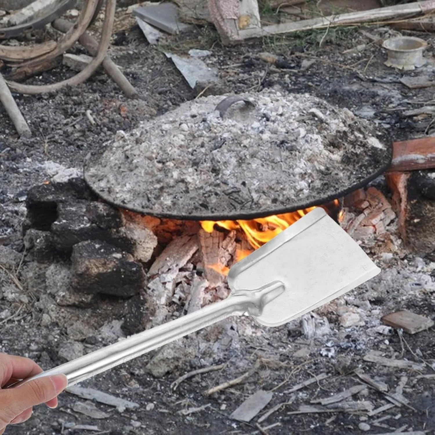 بیل خاکستر | بیل باغبانی - ابزار باغبانی دسته بلند و مقاوم برای تمیز کردن اجاق گاز، باربیکیو، فضای باز، داخل خانه، آشپزخانه و کمپینگ