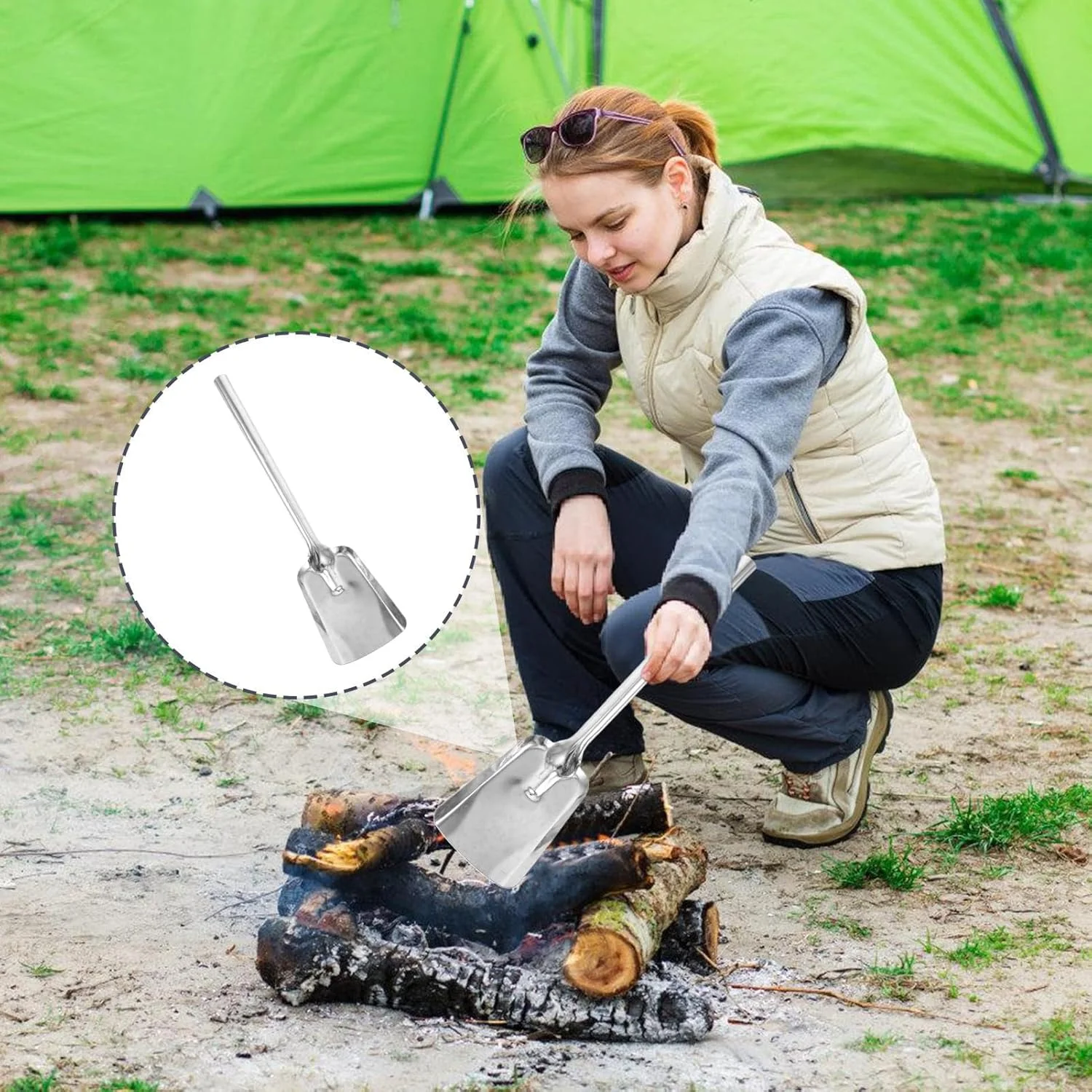 بیل خاکستر | بیل باغبانی - ابزار باغبانی دسته بلند و مقاوم برای تمیز کردن اجاق گاز، باربیکیو، فضای باز، داخل خانه، آشپزخانه و کمپینگ