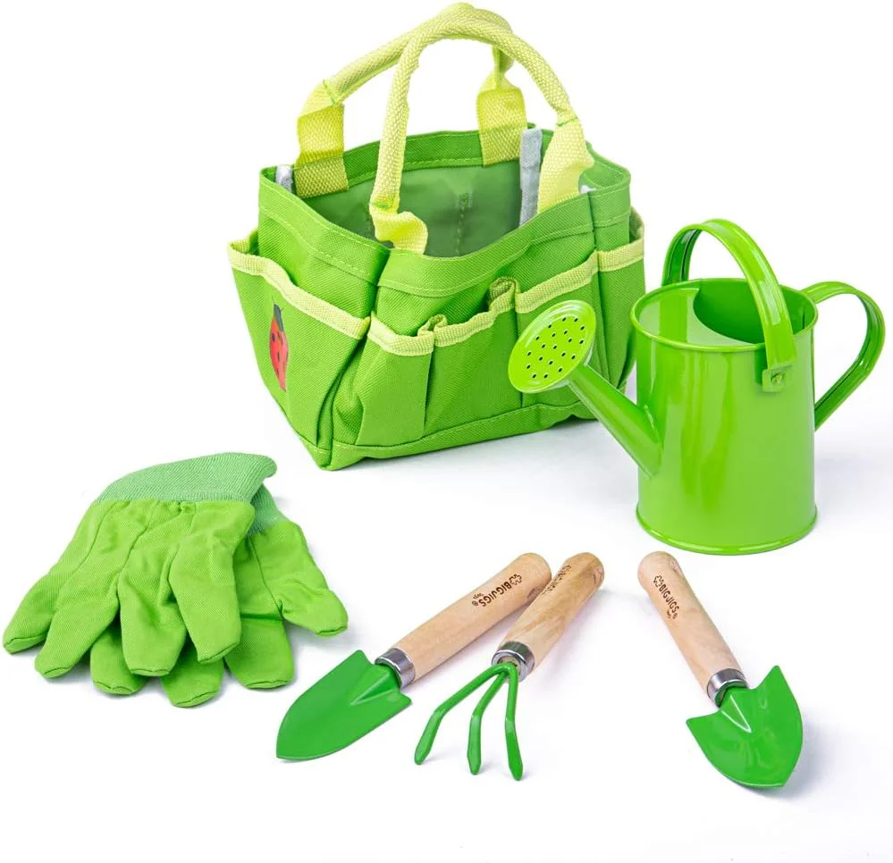 کیف دستی کوچک با ابزار باغبانی، آبپاش و دستکش Bigjigs Toys برای کودکان