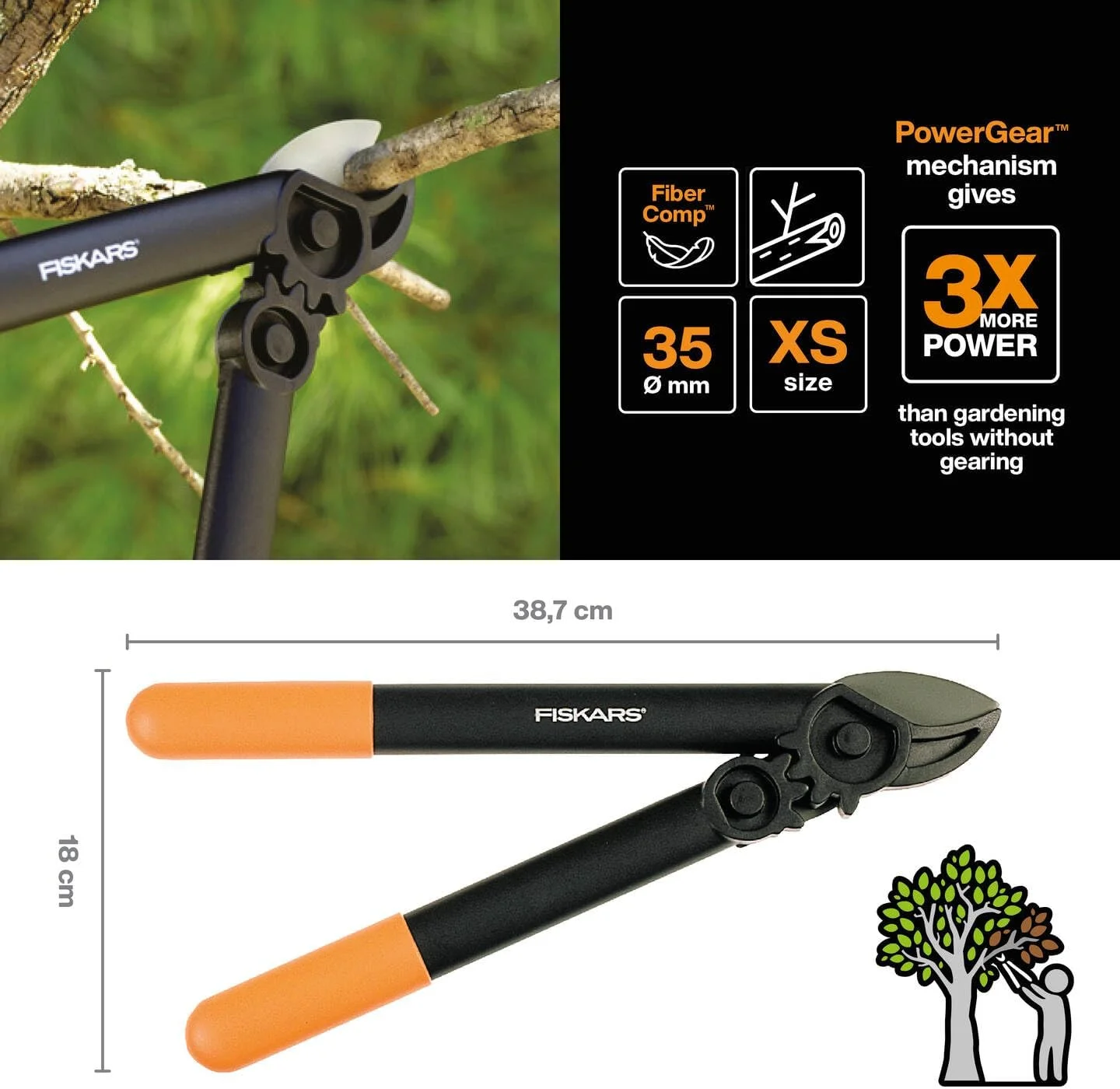 قیچی باغبانی سندانی Fiskars PowerGear