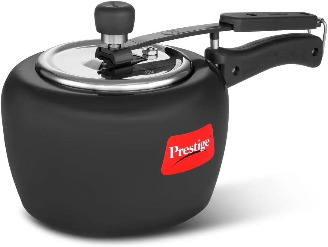 زودپز 3 لیتری آلومینیومی سخت آنادایز شده اپل Duo Plus Svachh پرستیژ | درب عمیق برای کنترل ریزش | دوشاخه ایمنی فلزی | سازگار با گاز و القایی | دارای گواهینامه ISI