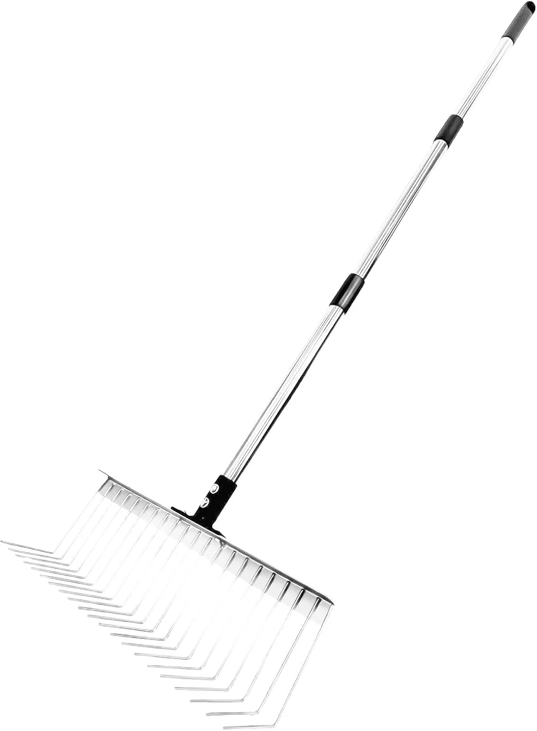 شن کش برگ | شن کش محوطه با 21 دندانه فلزی | ابزار باغبانی جمع آوری برگ برای مراقبت از چمن، باغبانی، تمیز کردن، کار و چمن زنی