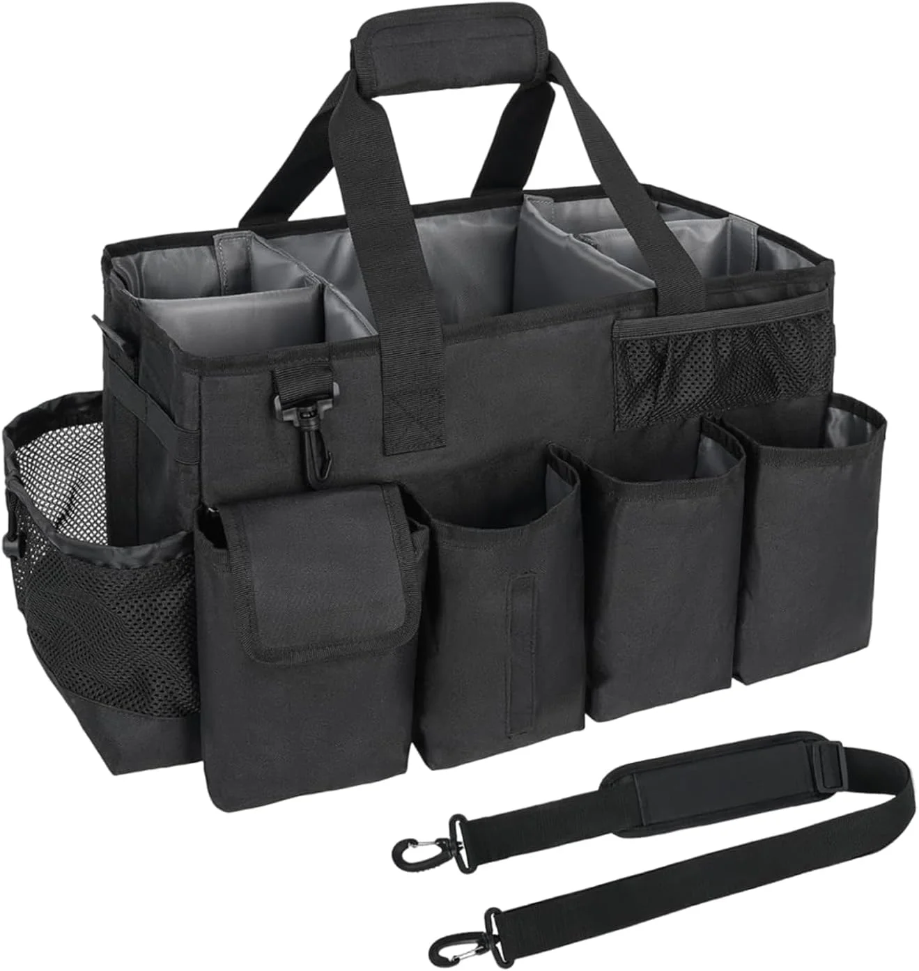 کیف لوازم نظافت منزل - سازمان دهنده ابزار باغبانی، کیف چند محفظه ای با دسته و بند شانه برای خوابگاه، ماشین، مسافرت، ساحل، حمام، آشپزخانه، مناسب آقایان و بانوان