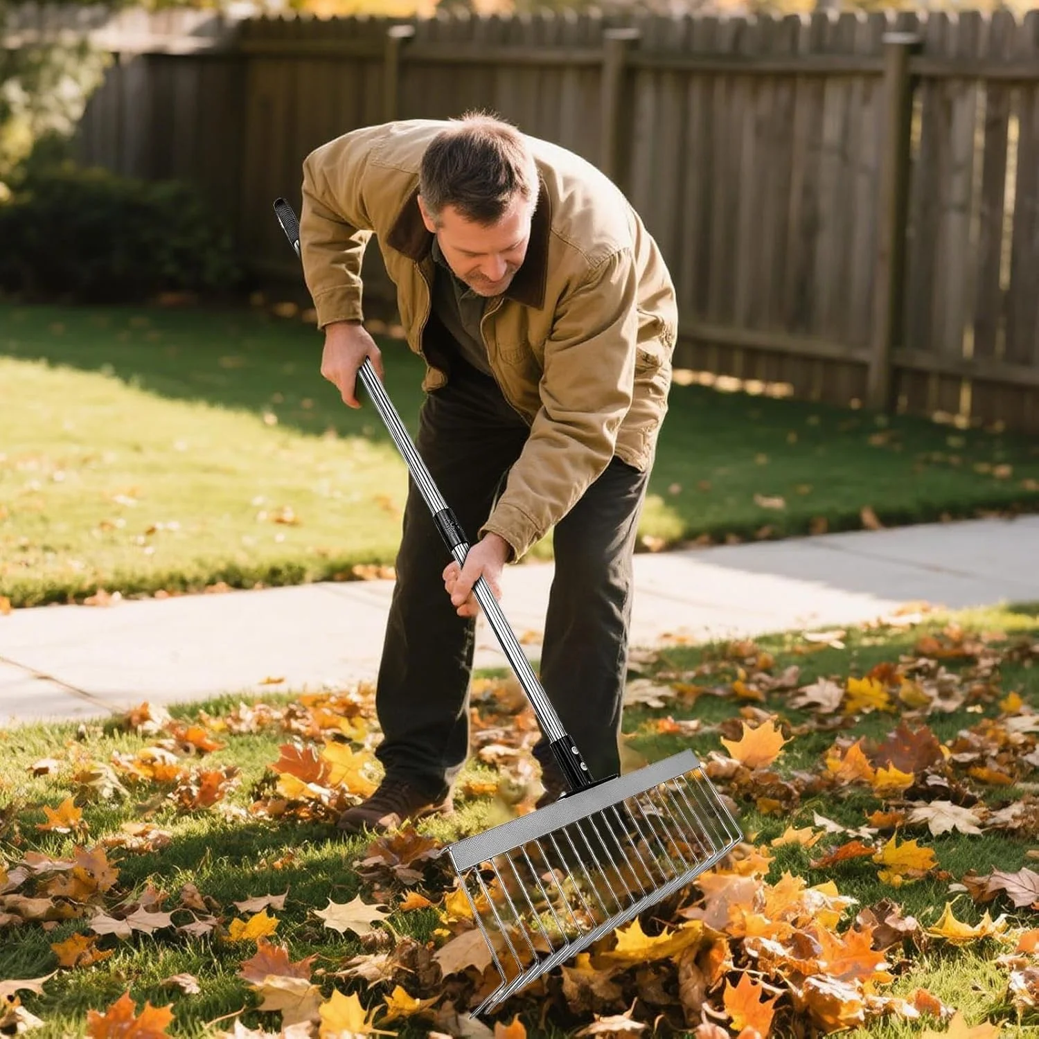 شن کش برگ | شن کش محوطه با 21 دندانه فلزی | ابزار باغبانی جمع آوری برگ برای مراقبت از چمن، باغبانی، تمیز کردن، کار و چمن زنی شن کش برگ | شن کش محوطه با 21 دندانه فلزی | ابزار باغبانی جمع آوری برگ برای مراقبت از چمن، باغبانی، تمیز کردن، کار و چمن زنی