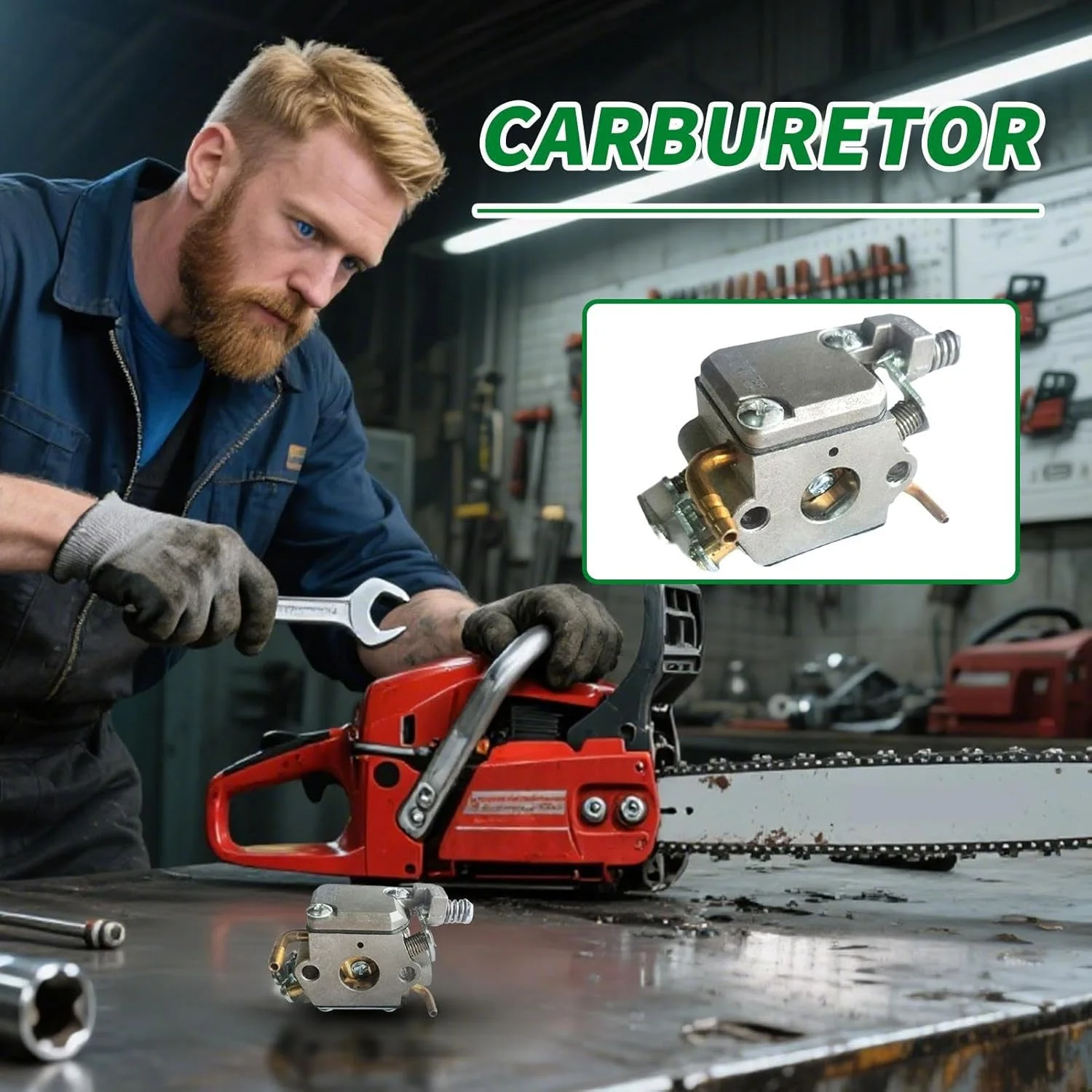 کاربراتور اره زنجیری - جایگزینی کاربراتور ماشین چمن زنی | قطعات محکم و ابزار تعمیر ضد نشت برای باغبانی، تعمیر موتورهای مختلف، نگهداری، ابزار حیاط، صنعت