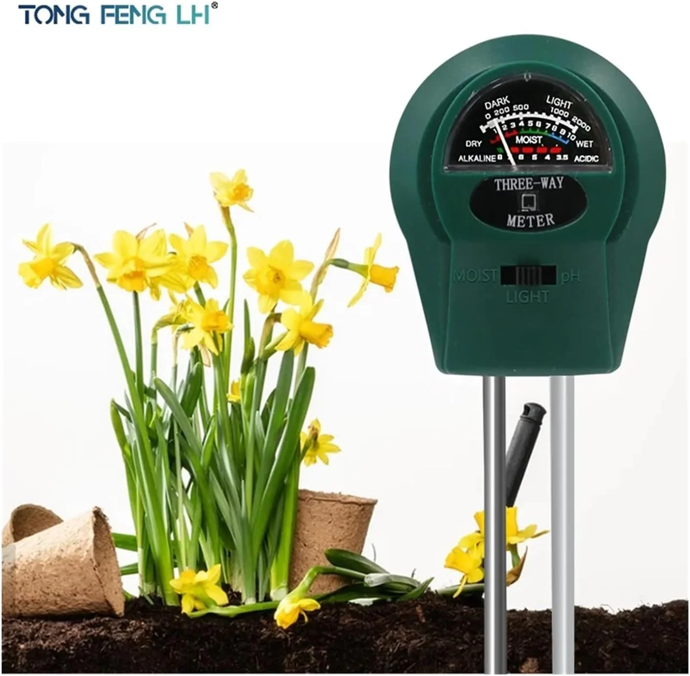 ابزار سه کاره اندازه گیری رطوبت خاک، PH و نور