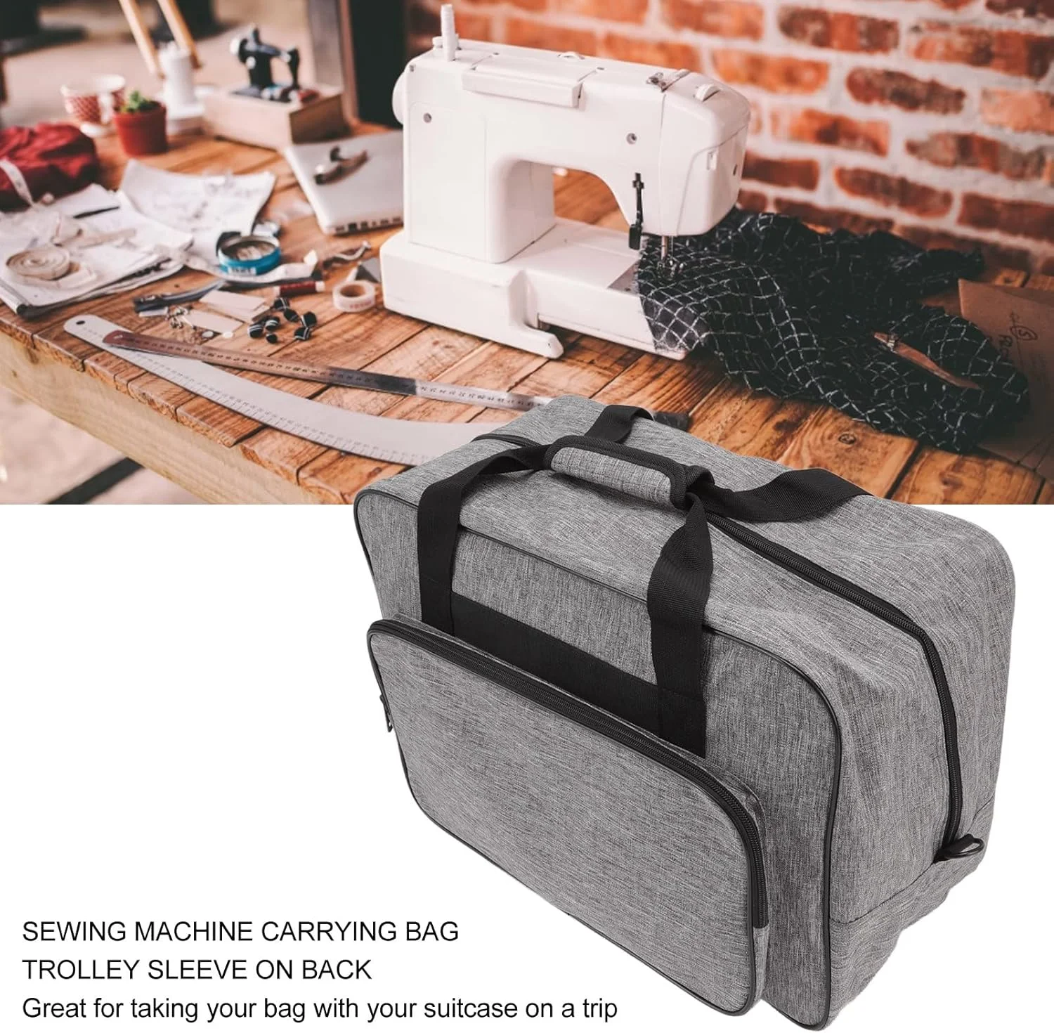 کیف حمل چرخ خیاطی سوراندی، کیف دستی سازمان دهنده ذخیره سازی کیف مسافرتی جهانی با بند شانه ای روکش گرد و غبار قابل حمل با جیب لوازم جانبی کیف حمل چرخ خیاطی سوراندی، کیف دستی سازمان دهنده ذخیره سازی کیف مسافرتی جهانی با بند شانه ای روکش گرد و غبار قابل حمل با جیب لوازم جانبی