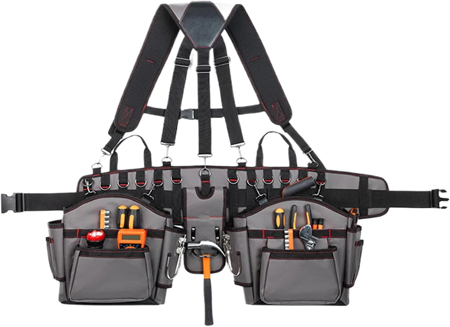 کمربند ابزار نجاری، جلیقه ابزار سنگین با بند شانه - کیف سازمان دهنده جلیقه ابزار قابل تنظیم برای کار ساختمانی، برقکاری، باغبانی در فضای باز و فعالیت های داخلی