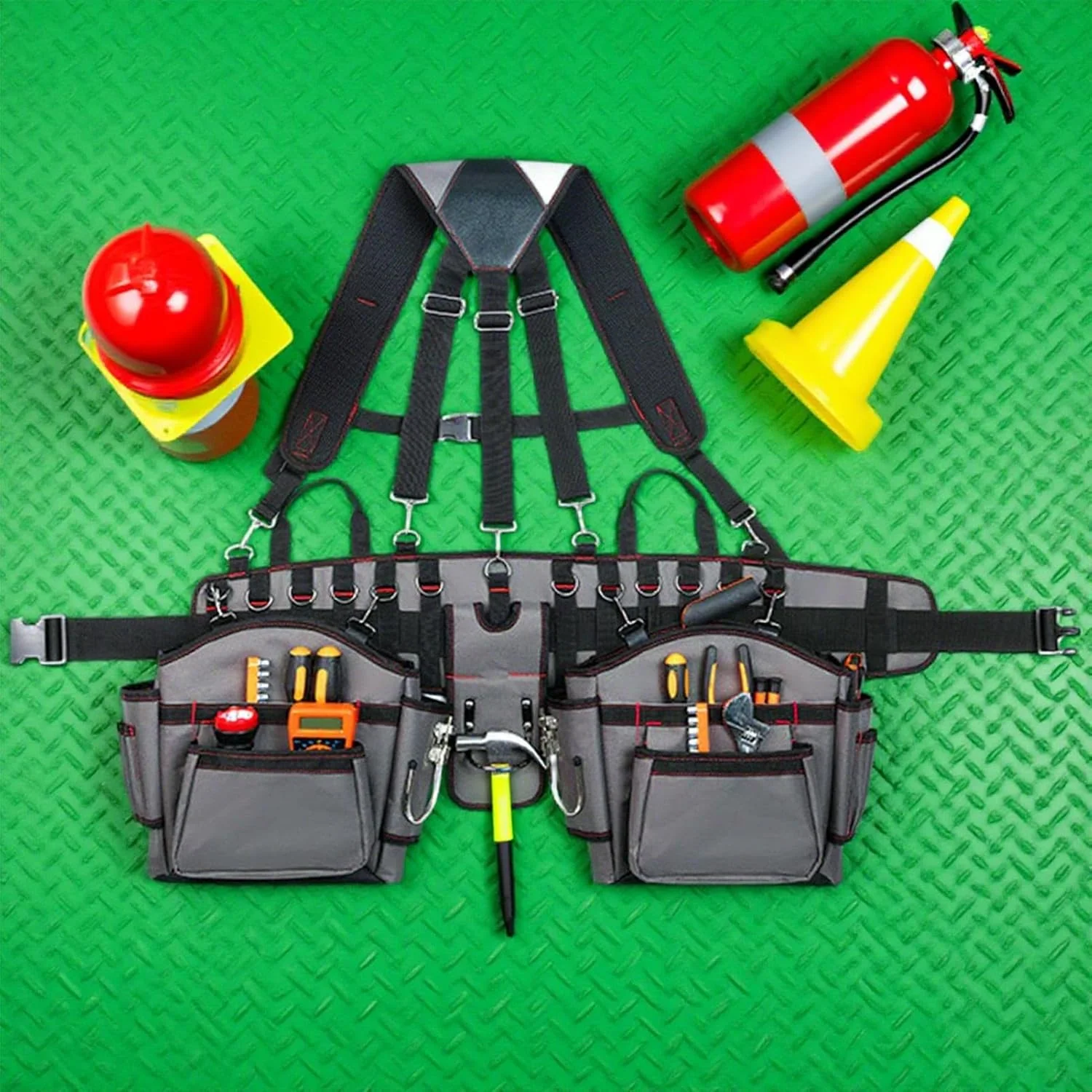 کمربند ابزار برای مردان | سازمان دهنده کمربند ابزار حرفه ای برای مردان - جلیقه سازمان دهنده غلاف ابزار قابل تنظیم برای برقکار، نجار، کار، ساخت و ساز در فضای باز، باغبانی، فضای داخلی