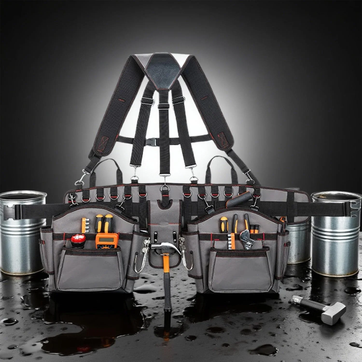 کمربند ابزار برای مردان | سازمان دهنده کمربند ابزار حرفه ای برای مردان - جلیقه سازمان دهنده غلاف ابزار قابل تنظیم برای برقکار، نجار، کار، ساخت و ساز در فضای باز، باغبانی، فضای داخلی