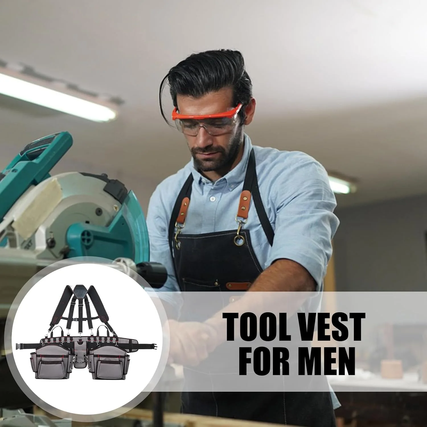 کمربند ابزار مردانه - کیف کمربند ابزار حرفه ای برای مردان، جلیقه سازمان دهنده غلاف کاربردی قابل تنظیم برای برقکار، نجار، کار، ساخت و ساز در فضای باز، باغبانی، داخلی
