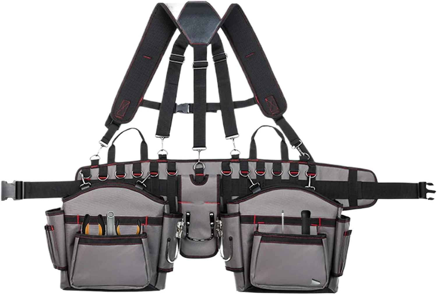 کمربند ابزار برای مردان | جلیقه ابزار مقاوم با بند شانه - جلیقه سازمان دهنده ابزار قابل تنظیم برای برقکار، نجار، کار، ساخت و ساز فضای باز، باغبانی، فضای داخلی