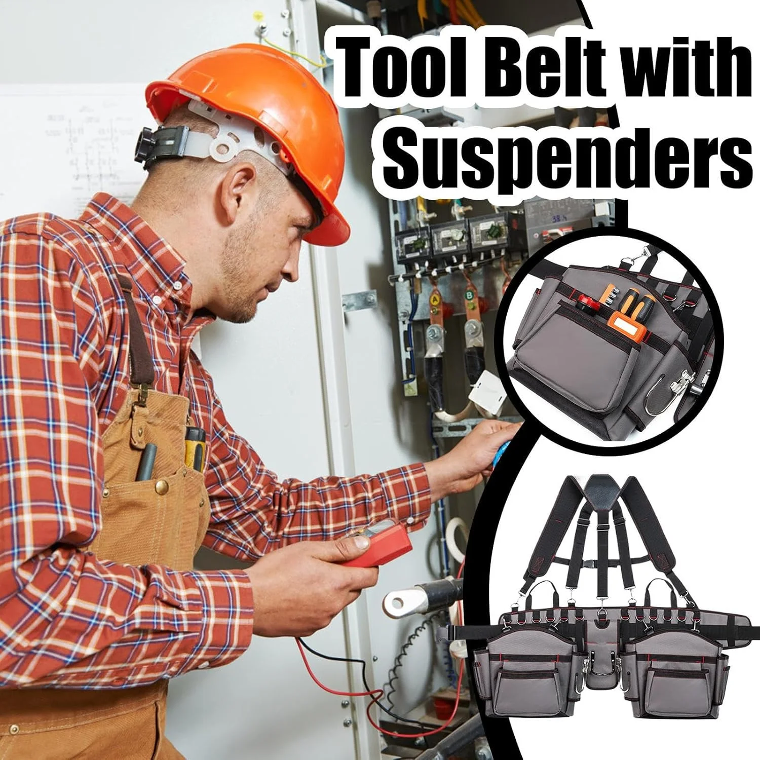 کمربند ابزار برای مردان | جلیقه ابزار مقاوم با بند شانه - جلیقه سازمان دهنده ابزار قابل تنظیم برای برقکار، نجار، کار، ساخت و ساز فضای باز، باغبانی، فضای داخلی کمربند ابزار برای مردان | جلیقه ابزار مقاوم با بند شانه - جلیقه سازمان دهنده ابزار قابل تنظیم برای برقکار، نجار، کار، ساخت و ساز فضای باز، باغبانی، فضای داخلی