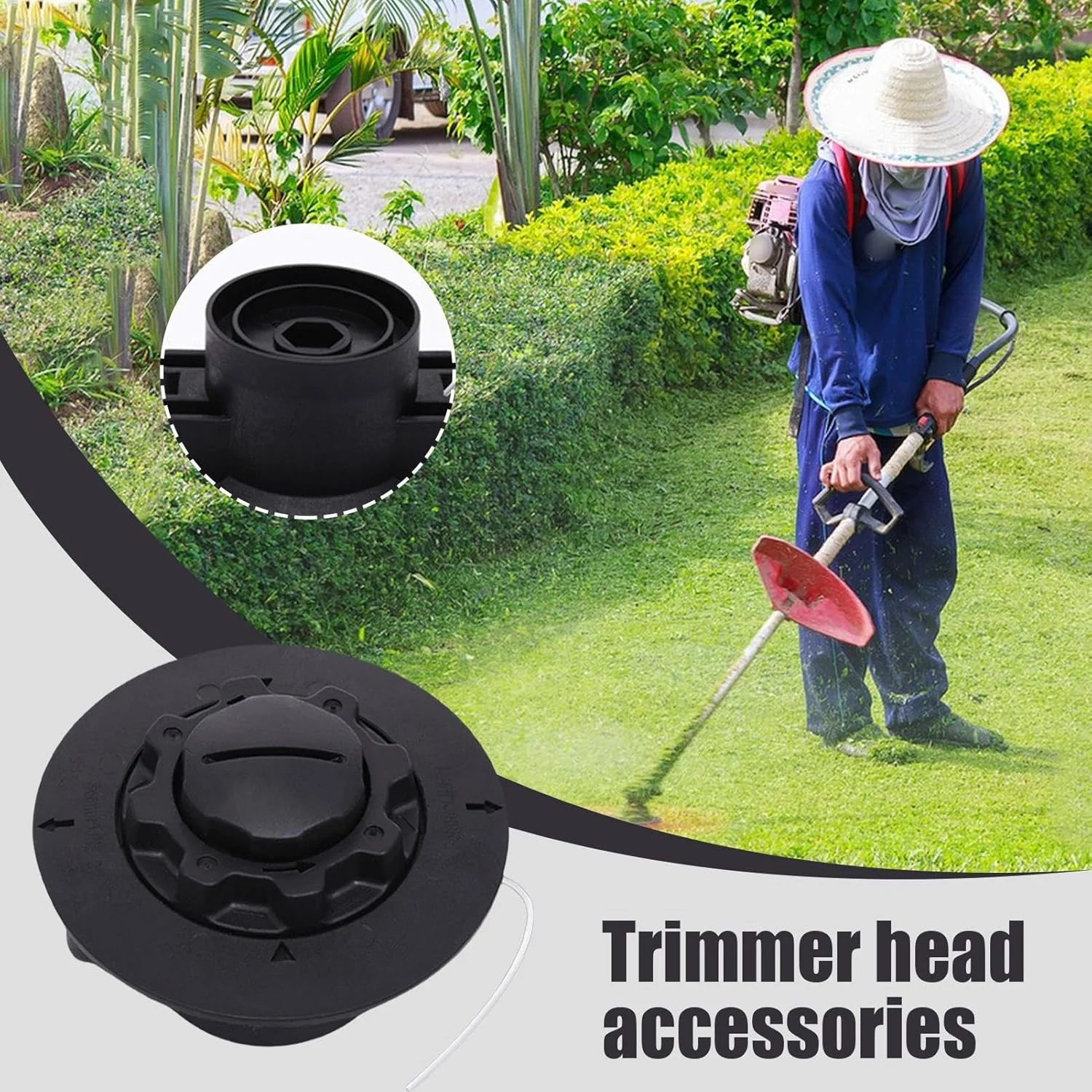 سر هرس چمن زن، نخ هرس چمن - ابزار نخ لبه زن نایلونی برای محوطه سازی، باغبانی و پاکسازی حرفه ای