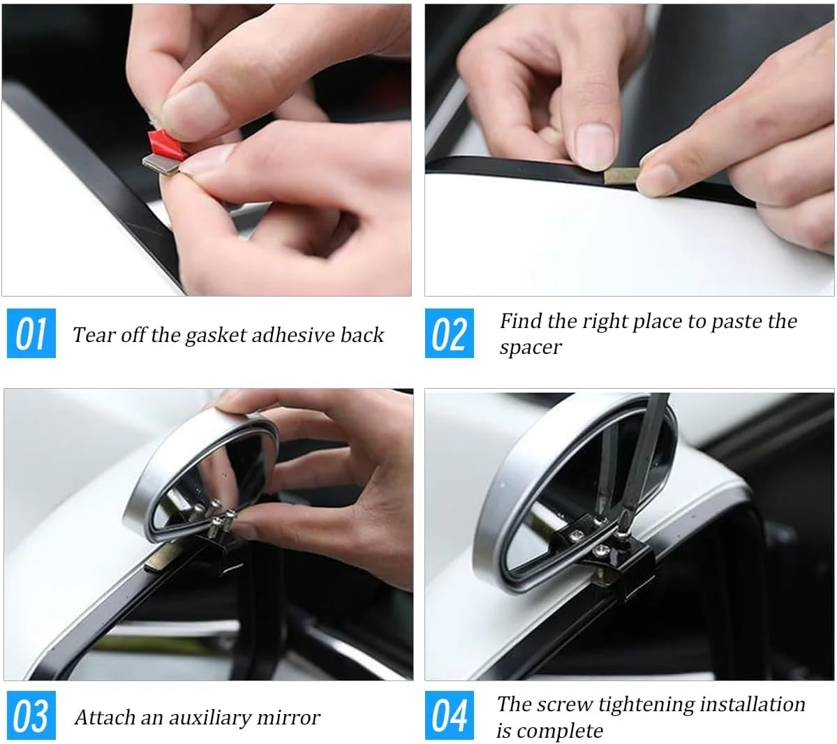 آینه نقطه کور خودرو، آینه های دید عقب محدب بدون قاب شیشه ای HD، لوازم جانبی بیرونی، آینه دید جانبی نقطه کور بیرونی خودرو با زاویه دید عریض قابل تنظیم، جهانی برای SUV، سدان، کامیون (2 عدد، مشکی)