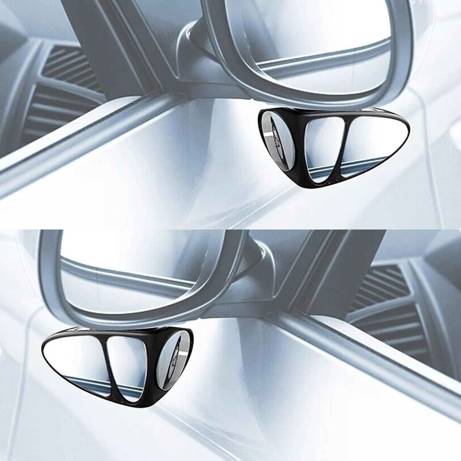 آینه نقطه کور خودرو KASTWAVE، آینه های کمکی سه طرفه خودرو، شیشه های HD زاویه باز آینه دید عقب چرخش 360 درجه محدب چسبی قابل تنظیم برای خودروهای SUV کامیون چپ و راست (1 جفت)