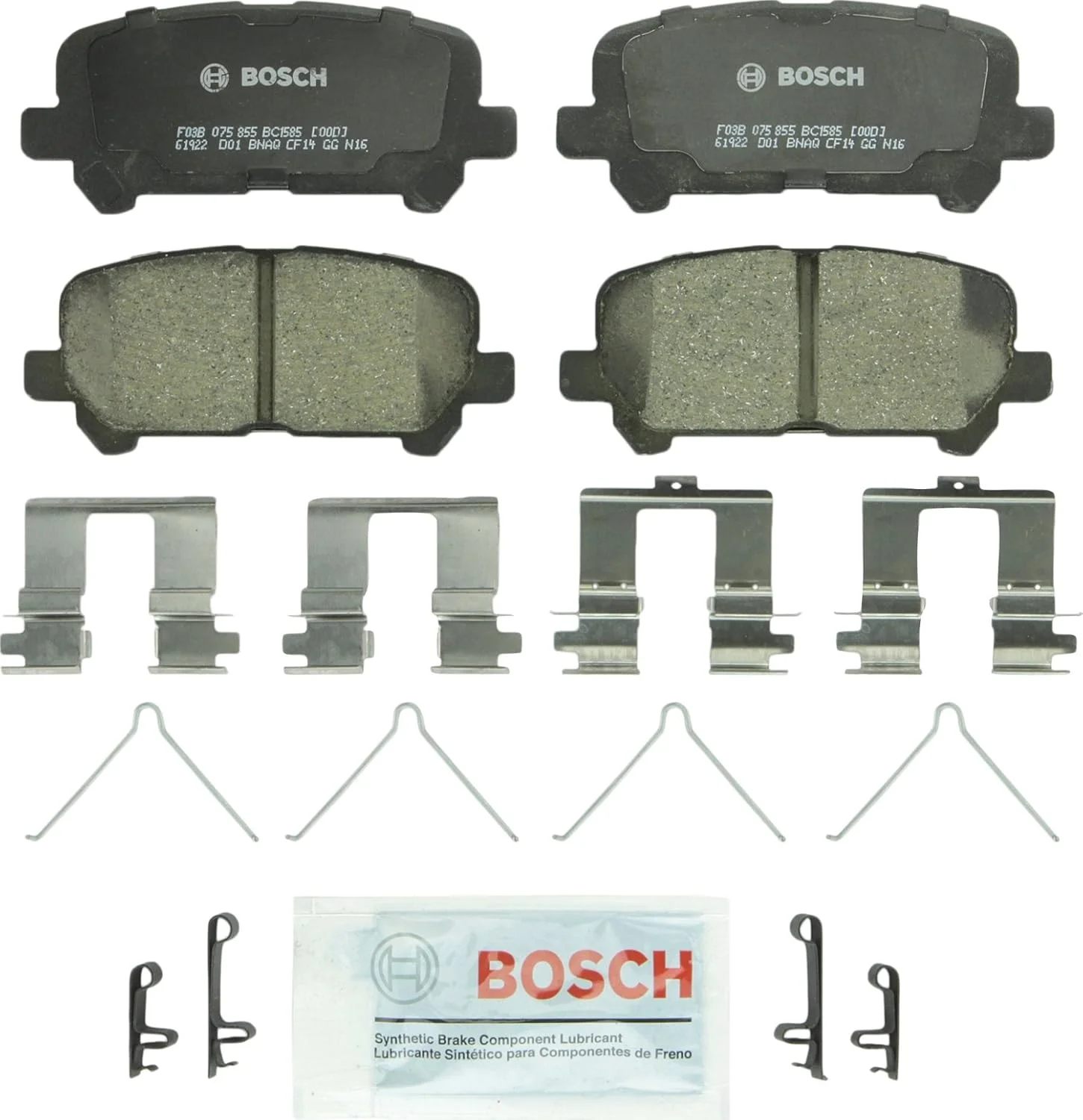 لنت ترمز دیسکی سرامیکی ممتاز بوش QuietCast BC1585 - سازگار با هوندا پایلوت منتخب؛ عقب