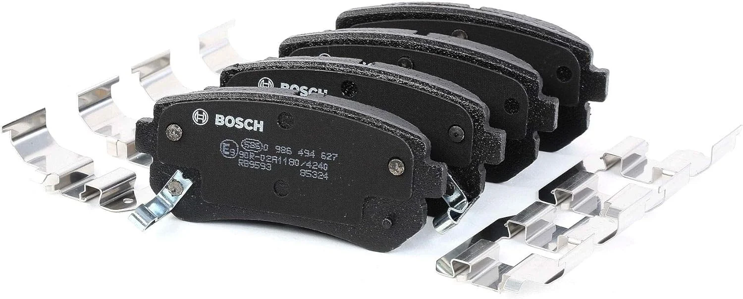 لنت ترمز عقب خودرو بوش BP1051 - کیفیت بوش - کاهش صدا و گرد و غبار - دارای گواهینامه ECE-R90 - بدون مس - 1 دست لنت 4 عددی - به همراه لوازم جانبی