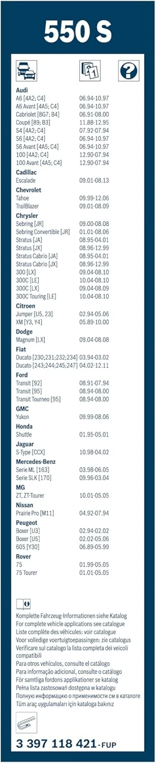 تیغه برف پاک کن بوش مدل Twin Spoiler 3397118421، تجهیزات اصلی جایگزین - 55/55 سانتی متر (ست 2 عددی)