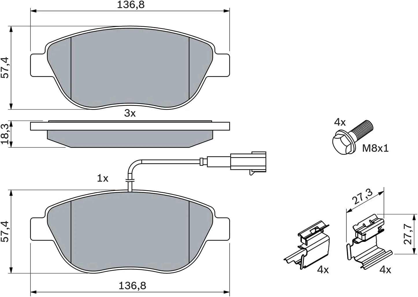 لنت ترمز جلو خودرو بوش BP338 - کیفیت بوش - کاهش صدا و گرد و غبار - دارای گواهینامه ECE-R90 - بدون مس - 1 دست کامل 4 لنت - به همراه لوازم جانبی