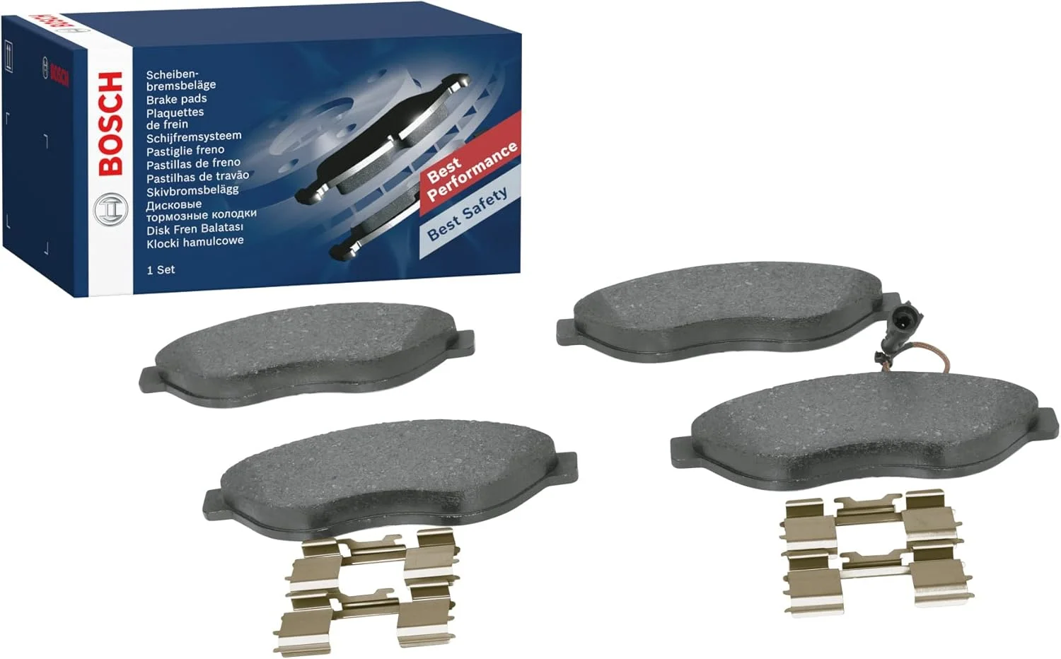 لنت ترمز جلو خودرو بوش BP1021 - کیفیت بوش - کاهش صدا و گرد و غبار - دارای گواهینامه ECE-R90 - بدون مس - 1 دست شامل 4 لنت - به همراه لوازم جانبی