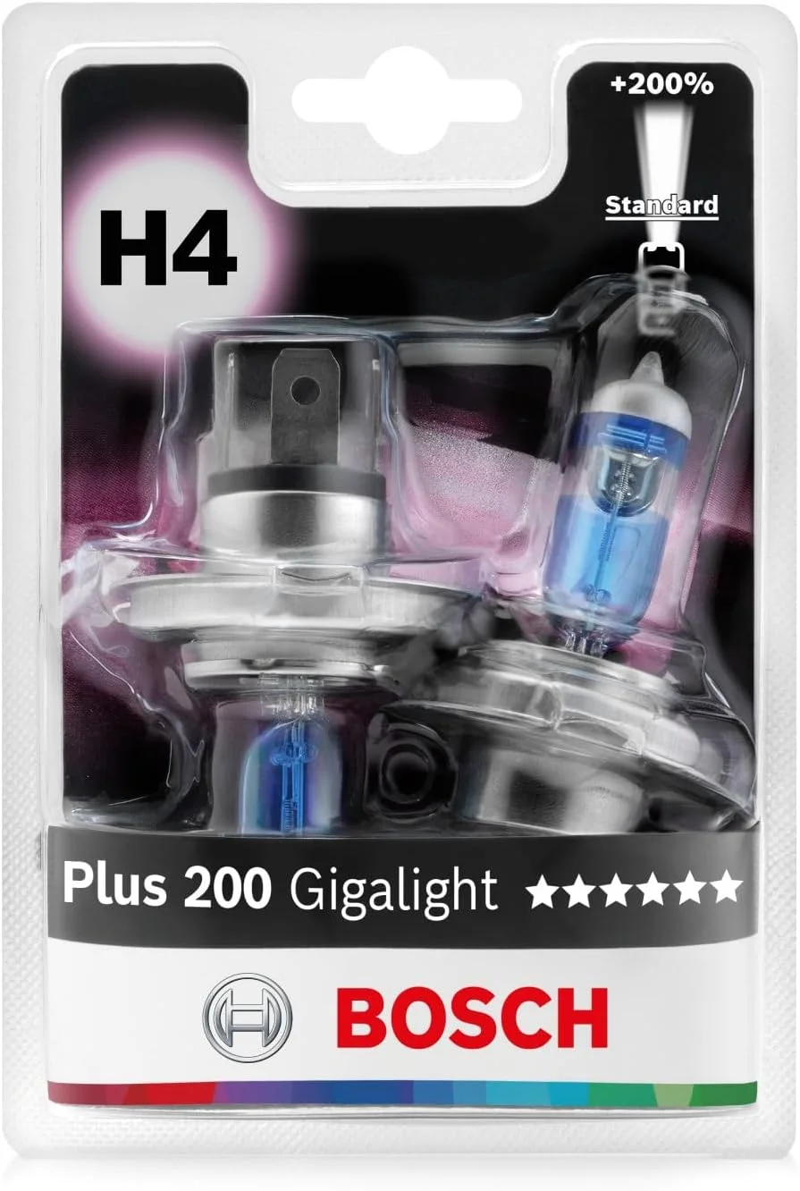 لامپ های بوش H4 Plus 200 Gigalight - 12 ولت 60/55 وات P43t - بسته 2 عددی