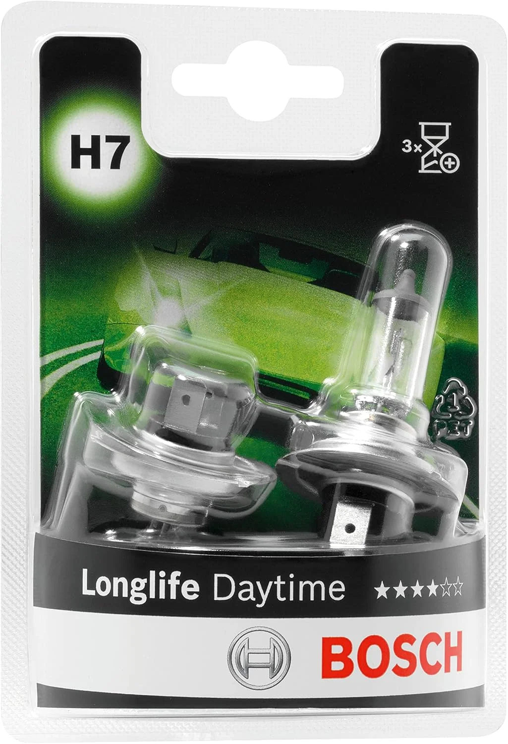 لامپ خودرویی H7 Longlife بوش 1987301416، 12 ولت 55 وات PX26d (بسته 2 عددی)