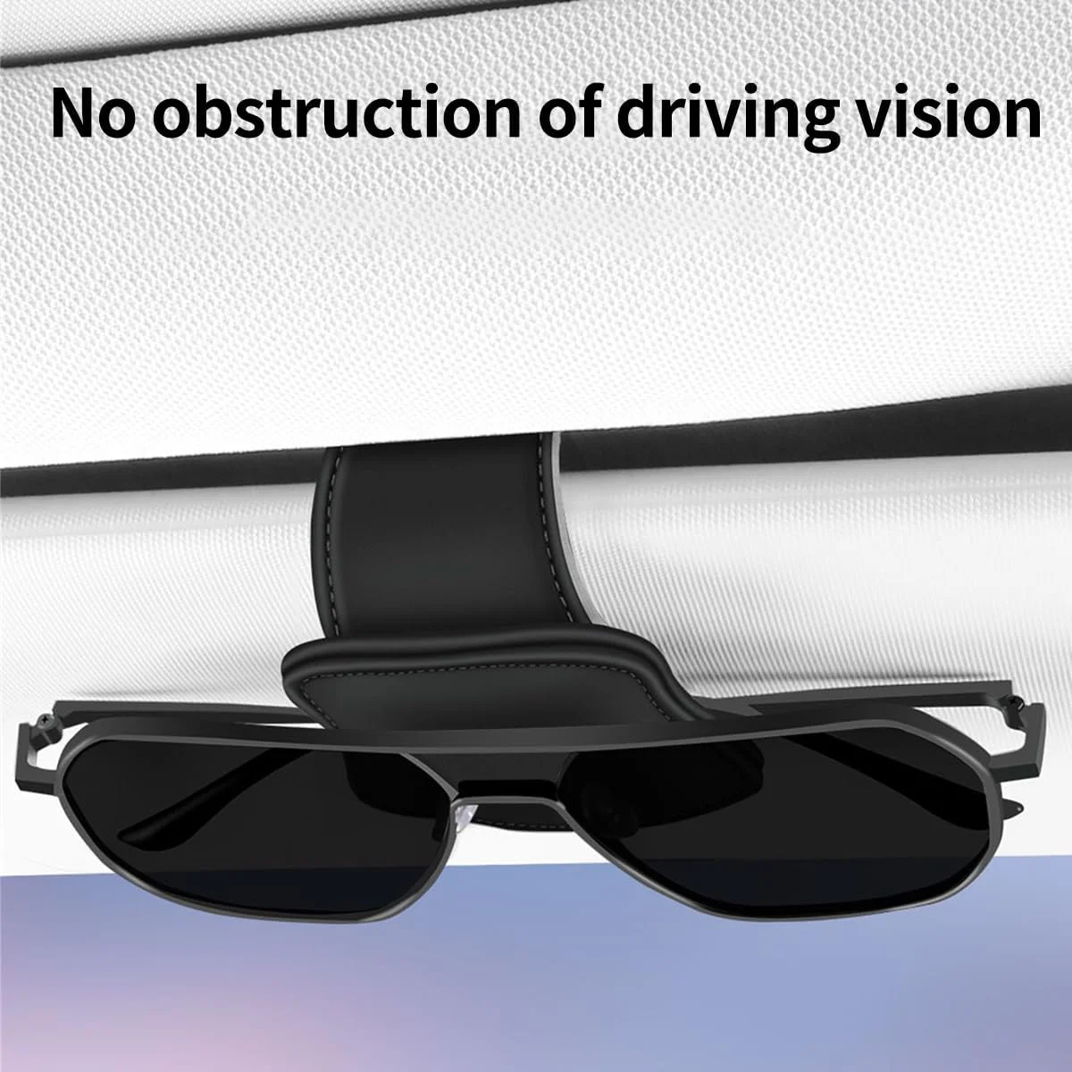گیره عینک آفتابی خودرو، نگهدارنده عینک آفتابی آفتابگیر خودرو با بست مغناطیسی مخفی، آویز عینک PU داخلی خودرو، لوازم جانبی خودرو برای نگهداری محافظت از عینک برای همه مدل های خودرو - مشکی