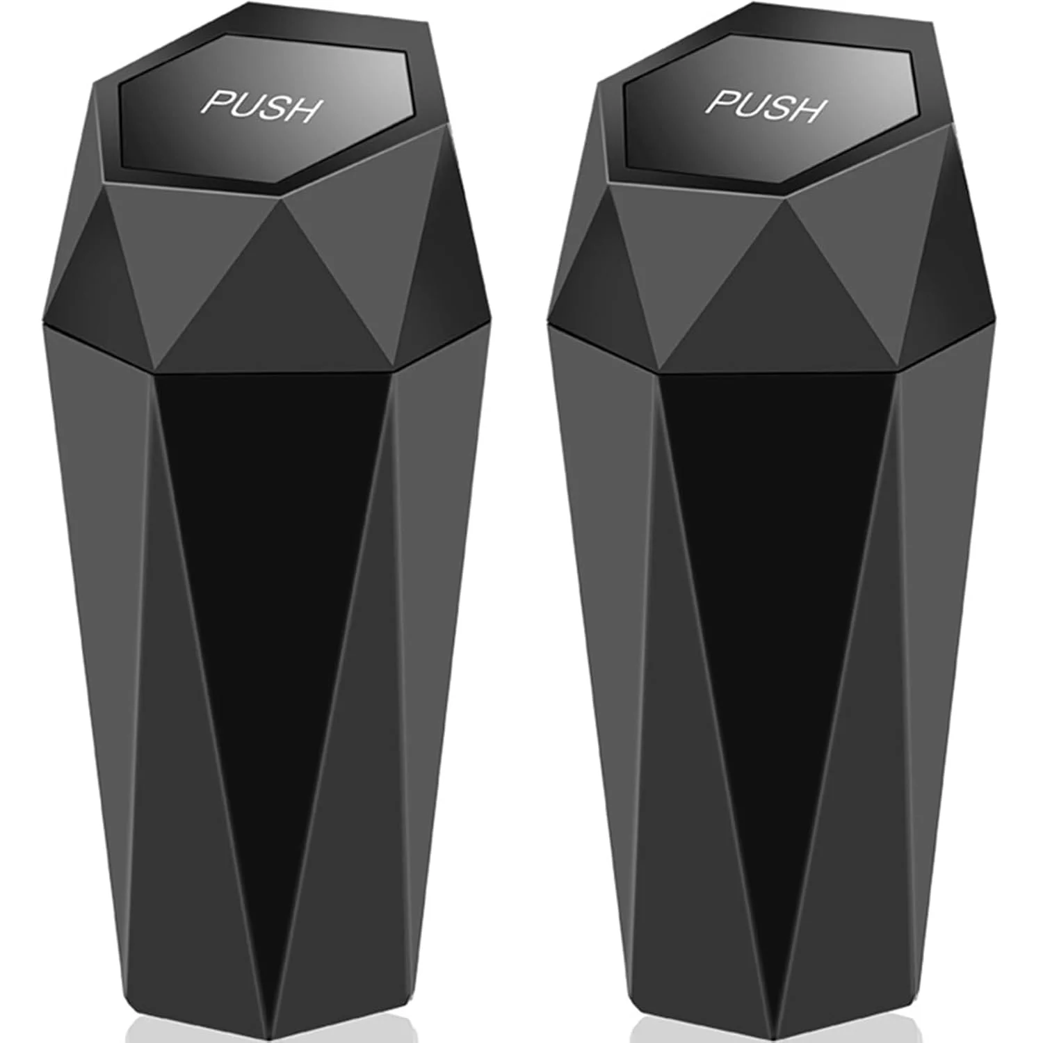 سطل زباله کوچک خودرو نایوبو با درب، ضد نشت، سازمان دهنده لوازم جانبی خودرو، طراحی الماسی، سطل زباله کوچک برای خودرو، دفتر، خانه، آشپزخانه، 2 عدد (مشکی)