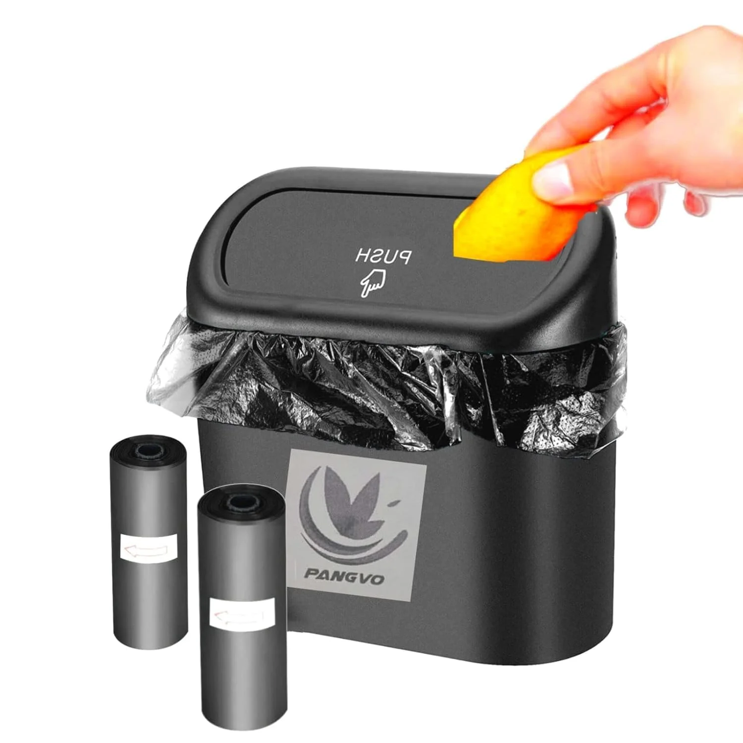 ظرف سطل زباله خودرو PANGVO به همراه 30 کیسه زباله پلی اتیلنی، سطل زباله ضد نشت خودرو، کیسه زباله، سازمان دهنده کابینت آشپزخانه، سطل زباله رومیزی حمام اتاق خواب منزل و فضای باز، جا سطل زباله اداری