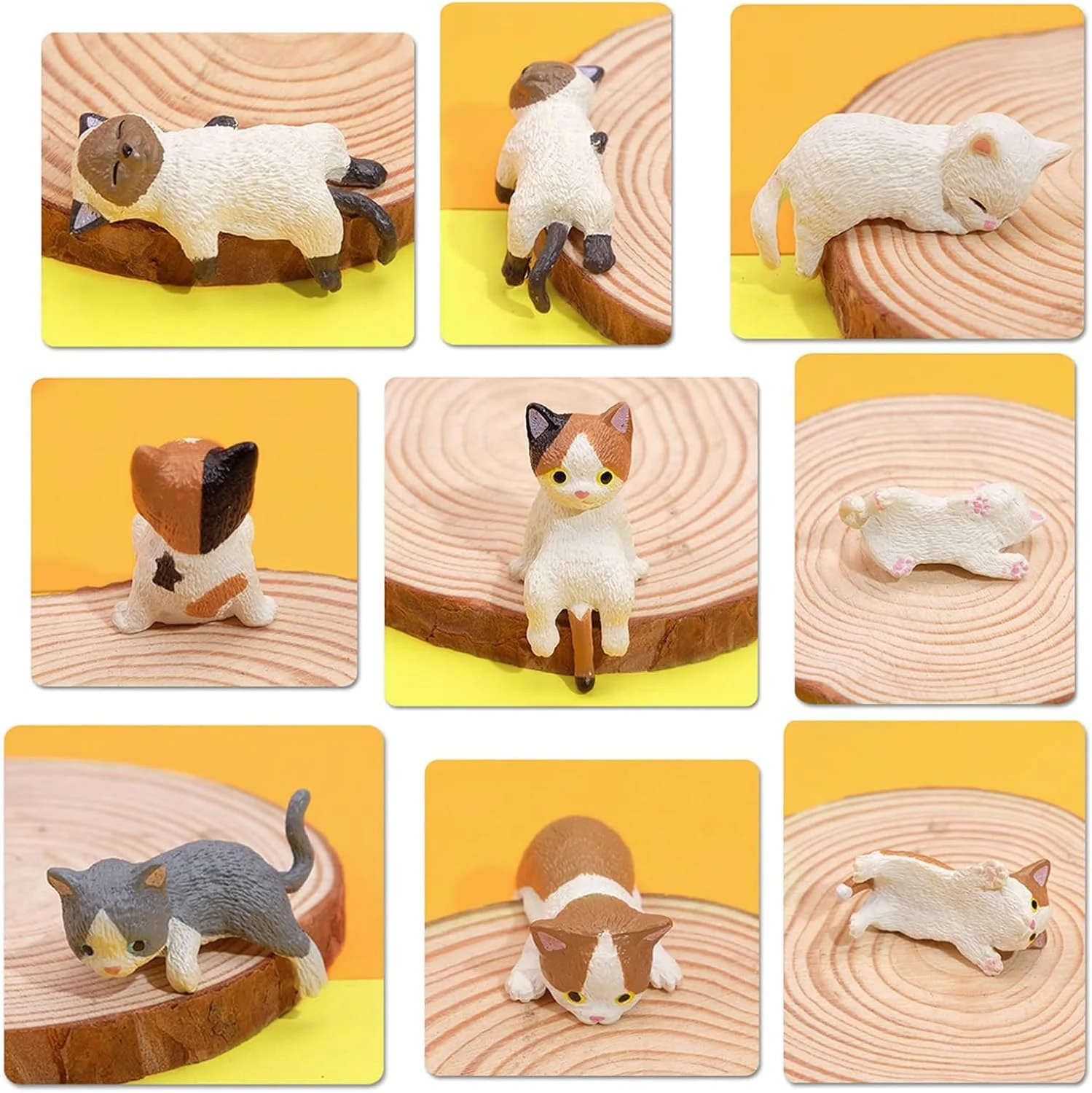 ست 5 عددی مینی گربه، لوازم جانبی زیبای خودرو، گربه رزینی برای تزئینات داشبورد، تزئینات میز، دکوری های داخلی خودرو آینه دید عقب هدیه (سفید)