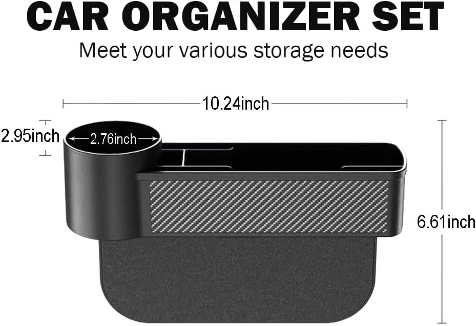 پرکننده شکاف صندلی خودرو SYDA، سازمان دهنده صندلی خودرو با جا لیوانی، سازمان دهنده کاربردی خودرو برای لوازم جانبی داخلی خودرو، نگهدارنده تلفن، کیف پول، لیوان (مشکی)