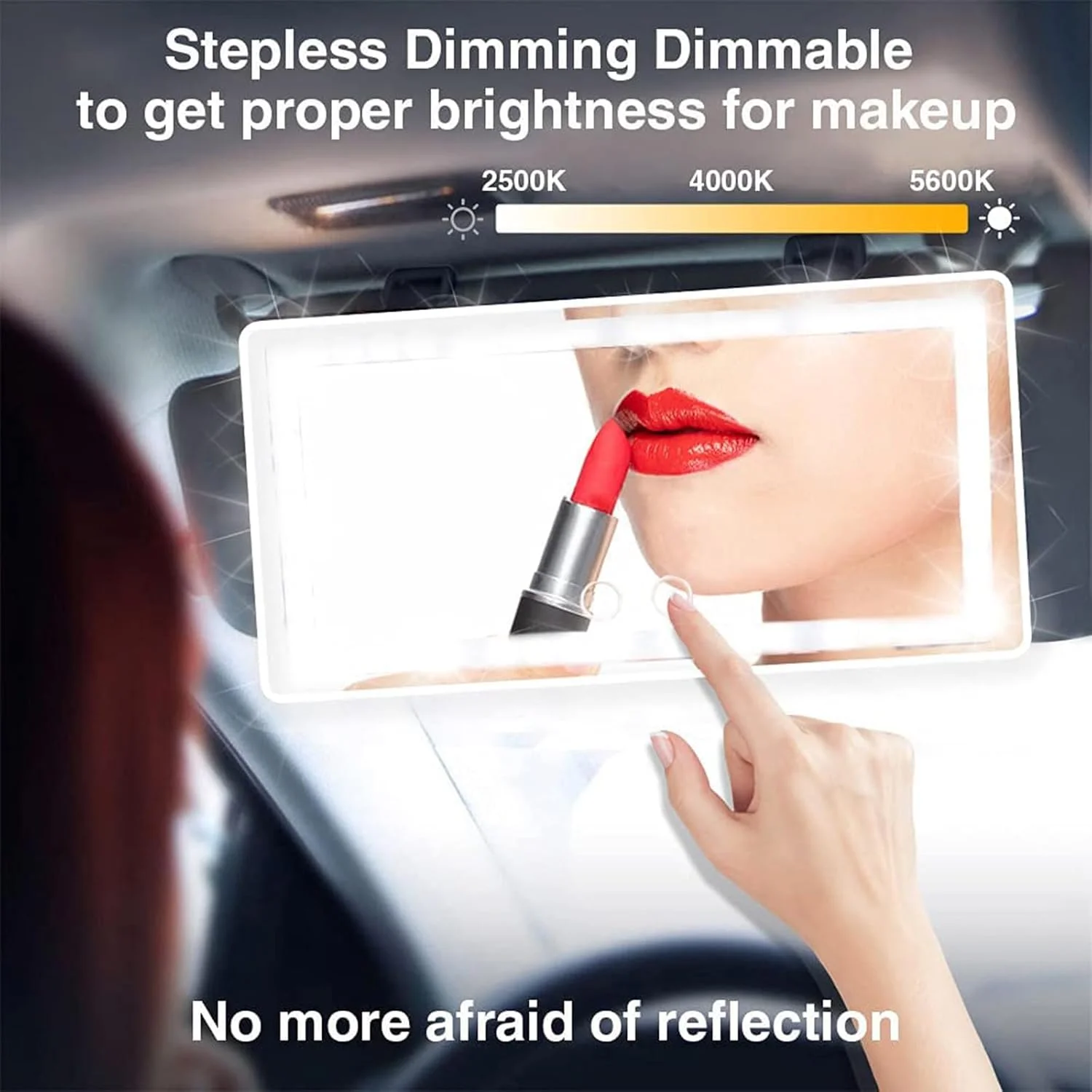 آینه آرایشی خودرو فیساته با چراغ‌های LED قابل شارژ، لوازم جانبی خودرو برای خانم‌ها و دختران، 3 حالت نور، آینه روشنایی خودرو برای آفتابگیر خودرو، مناسب خودروهای سواری، کامیون و شاسی بلند، سفید