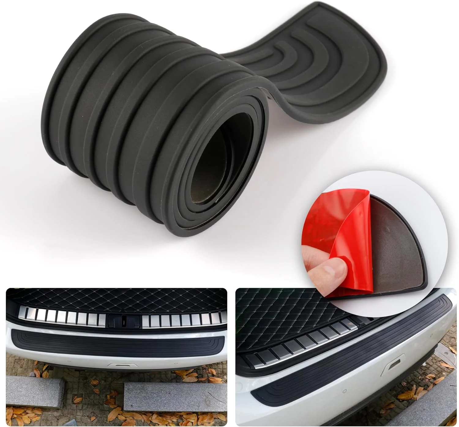 محافظ سپر عقب خودرو SINGARO، 90x7 سانتیمتر، لاستیک جهانی ضد خش برای صندوق عقب خودرو/شاسی بلند (مشکی)