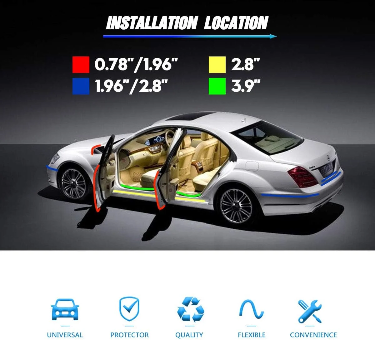 نوار چسب ضد خش و ضد ضربه MYFAMIREA محافظ لبه درب خودرو، محافظ صفحه ساییدگی خودرو نوار نامرئی شفاف برای سپر عقب/درب (10 متر x 5 سانتیمتر)