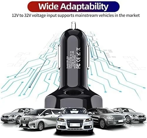 آداپتور شارژر فندکی خودرو Gzar با 4 پورت USB و چراغ LED، شارژ سریع Type C/PD 20W/QC 3.0 برای آیفون 14 13 12 S22 S21 S20 آیپد پرو و غیره (مشکی)