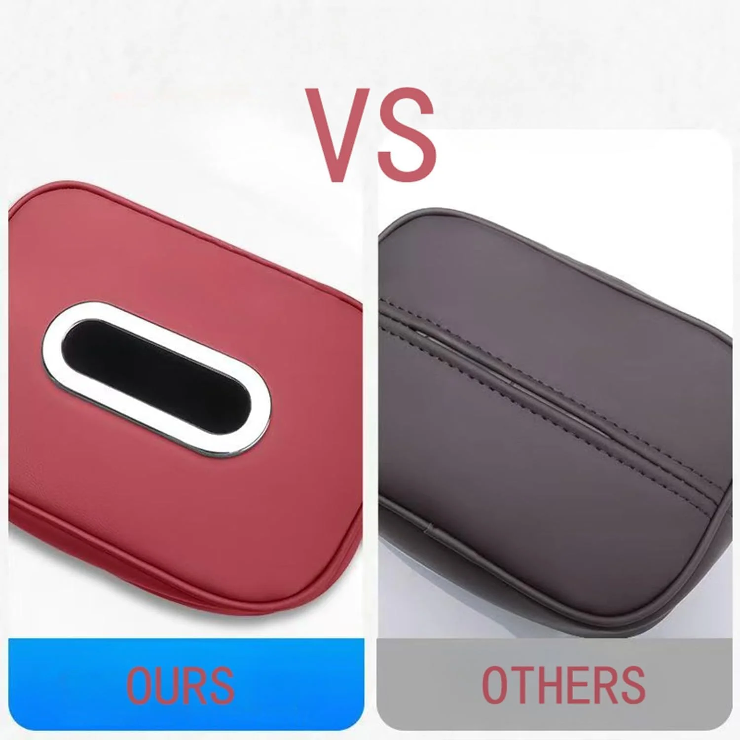 جا دستمال کاغذی خودرو با بند قابل تنظیم مناسب برای لوازم جانبی ROX 01 مدل 2024 و 2025، دهانه آبکاری شده، جعبه نگهداری دستمال کاغذی چرمی ممتاز (نارنجی)