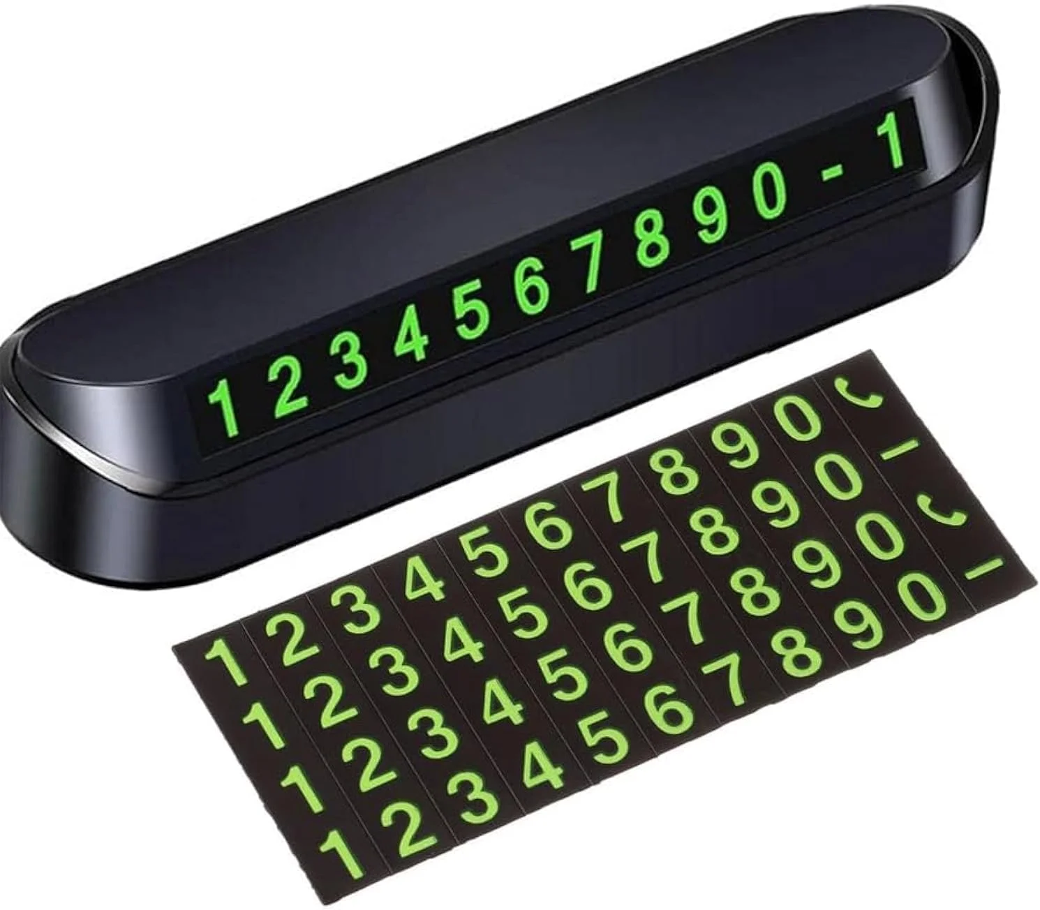 پلاک شماره کارت پارکینگ موقت شب‌تاب خودرو VELEGO، کارت پارکینگ موقت خودرو مقاوم در برابر درجه حرارت بالا، لوازم جانبی داخلی شیک و طراحی خودرو (مشکی)