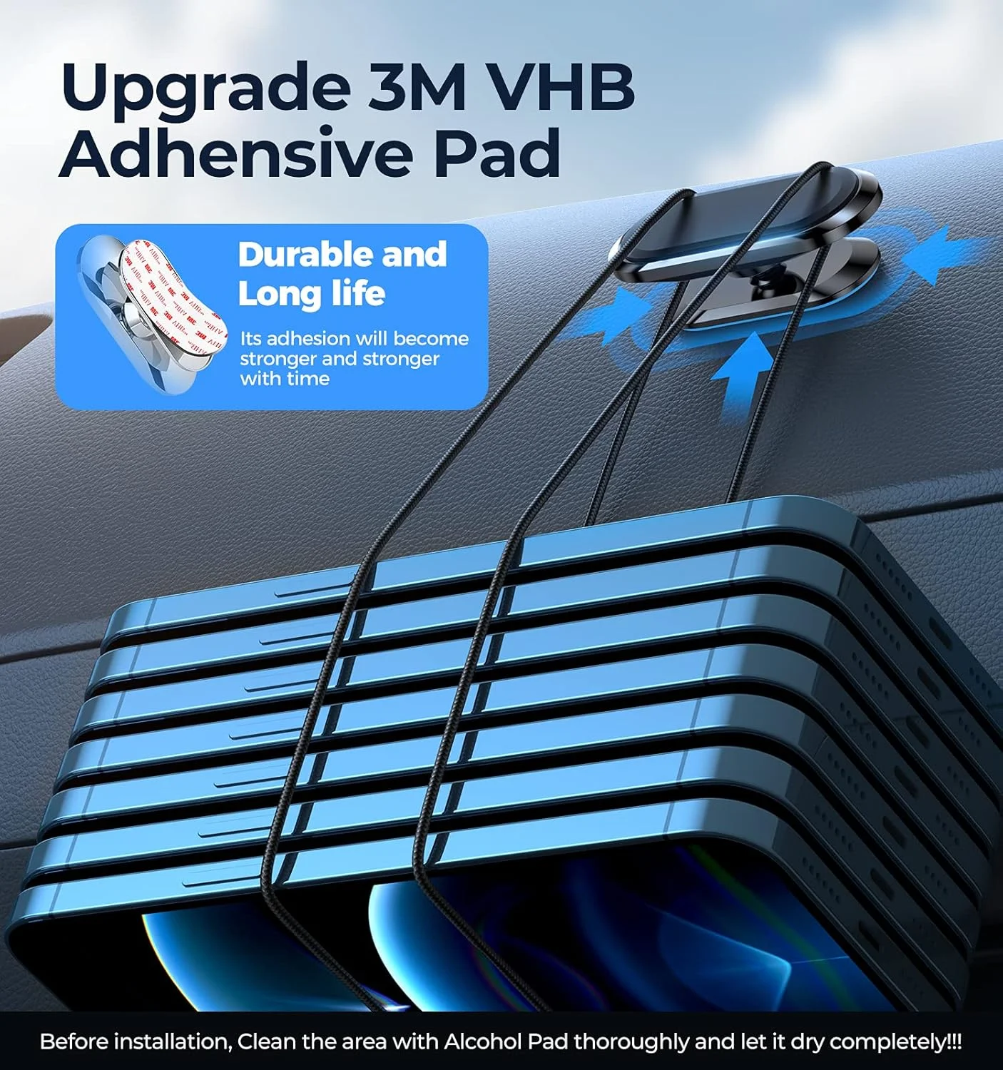 پایه نگهدارنده مغناطیسی گوشی برای خودرو با آهنرباهای قوی جهانی، چرخش 360 درجه داشبورد برای آیفون و تمام گوشی ها و تبلت های کوچک