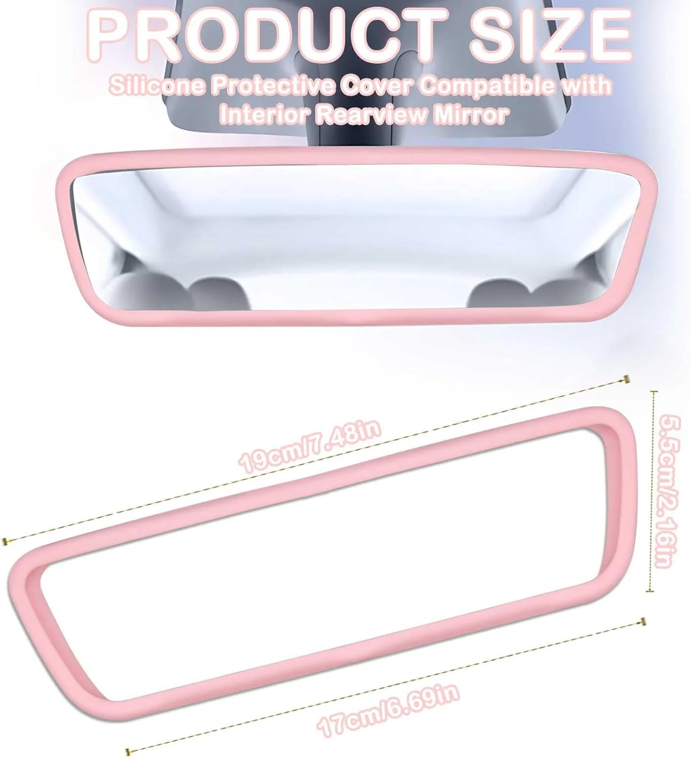 محافظ آینه عقب خودرو بیگ تری، سیلیکونی، نصب آسان، ضد خش، مقاوم در برابر حرارت و نور خورشید، بسته 2 عددی - صورتی