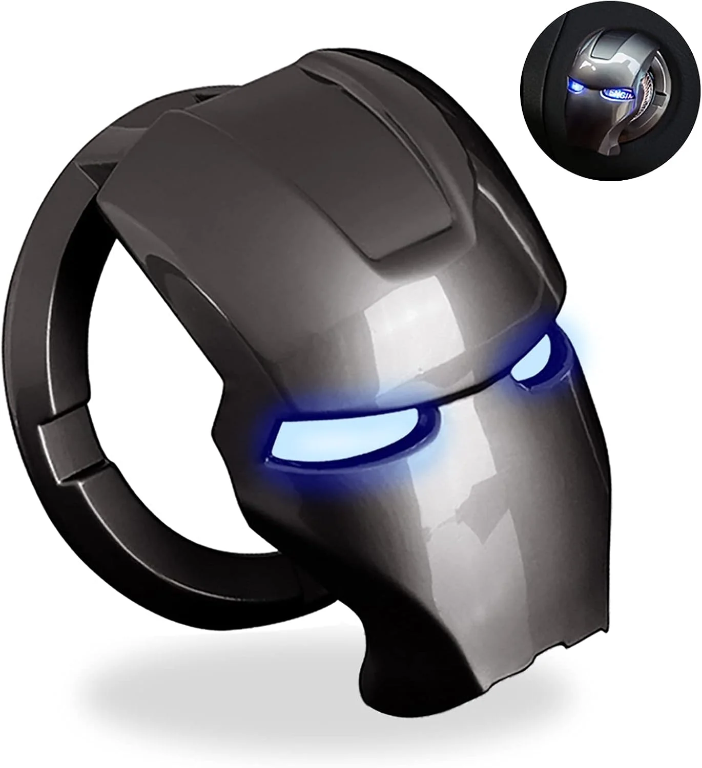 حلقه تزئینی دکمه استارت خودرو طرح مرد آهنی، قطعات داخلی خودرو، جایگزین دکمه استارت و استاپ موتور - محافظ حلقه کلید تزئینی دکمه استارت و استاپ