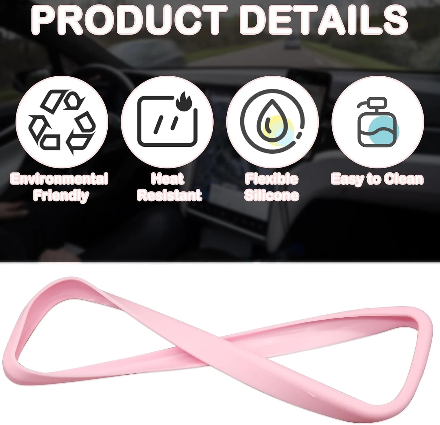 محافظ آینه عقب خودرو بیگ تری، سیلیکونی، نصب آسان، ضد خش، مقاوم در برابر حرارت و نور خورشید، بسته 2 عددی - صورتی