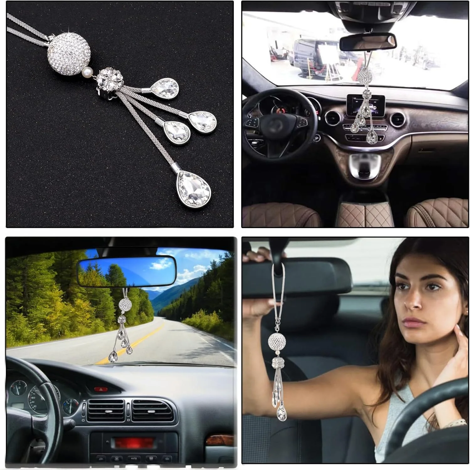 آویز تزئینی توپی کریستالی سفید درخشان برای خودرو - آویز آینه عقب زیبا برای خانم ها و دختران - تزئینات گیره خورشیدی براق خودرو - دکوراسیون داخلی و لوازم جانبی آویز تزئینی توپی کریستالی سفید درخشان برای خودرو - آویز آینه عقب زیبا برای خانم ها و دختران - تزئینات گیره خورشیدی براق خودرو - دکوراسیون داخلی و لوازم جانبی