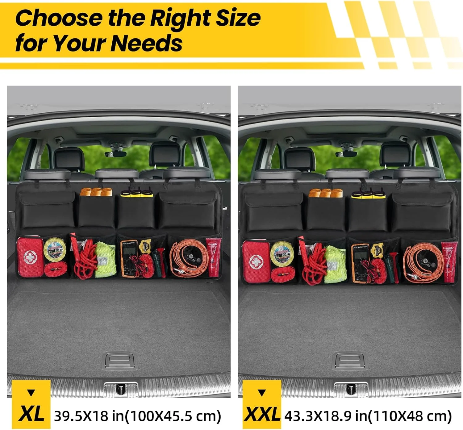 کیف صندوق عقب خودرو Wellkool، دارای 8 کیف بزرگ برای نگهداری - نظم دهنده صندوق عقب برای خودروهای شاسی بلند، کامیون و ون - متخصص صرفه جویی در فضای شما