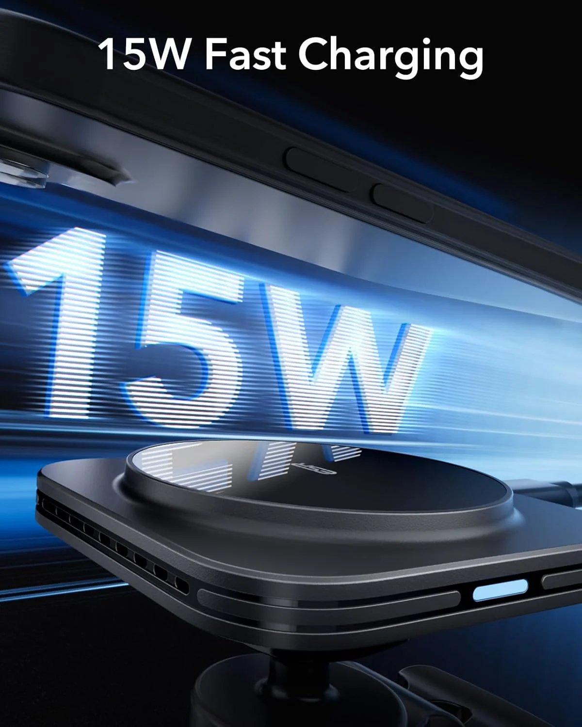 ESR پایه شارژر مغناطیسی خودرو سازگار با MagSafe، شارژر بی سیم مغناطیسی 15 واتی خودرو، سازگار با شارژر خودرو MagSafe، پایه نگهدارنده تلفن دریچه هوا/داشبورد برای آیفون 17/16/15/14/13، S25، شارژ سریع، مشکی