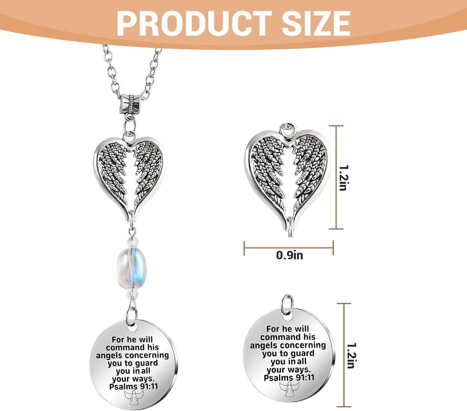 فرشته نگهبان برای خودرو، آویز آینه خودرو، آویز خودرو، لوازم جانبی مسیحی خودرو، هدیه خودرو جدید، هدیه مذهبی برای بانوان