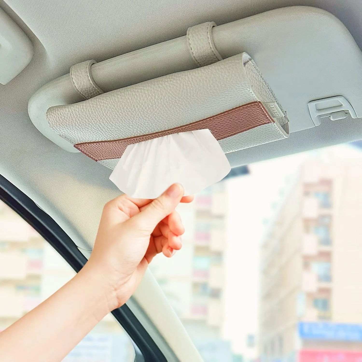 جا دستمال کاغذی چرمی خودرو – جا دستمال کاغذی آفتابگیر خودرو | جعبه دستمال کاغذی خودرو | لوازم جانبی داخلی خودرو | جعبه دستمال کاغذی خودرو | جا دستمال کاغذی آفتابگیر (آفتابگیر شتری)