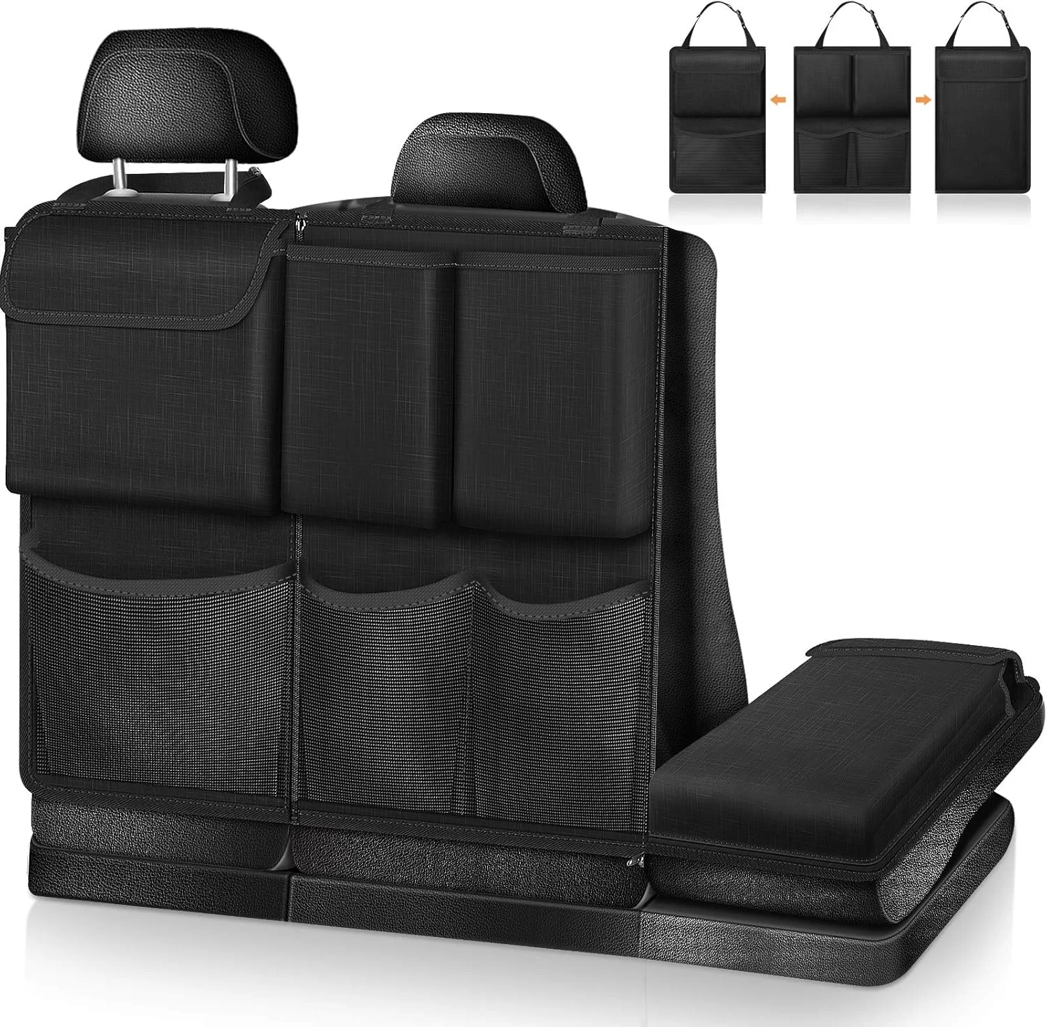 کیف صندوق عقب خودرو FINPAC، سازمان دهنده آویزان پشتی صندلی با زیپ، لوازم جانبی داخلی خودرو با ظرفیت بزرگ برای جیپ، SUV، ون (مشکی)